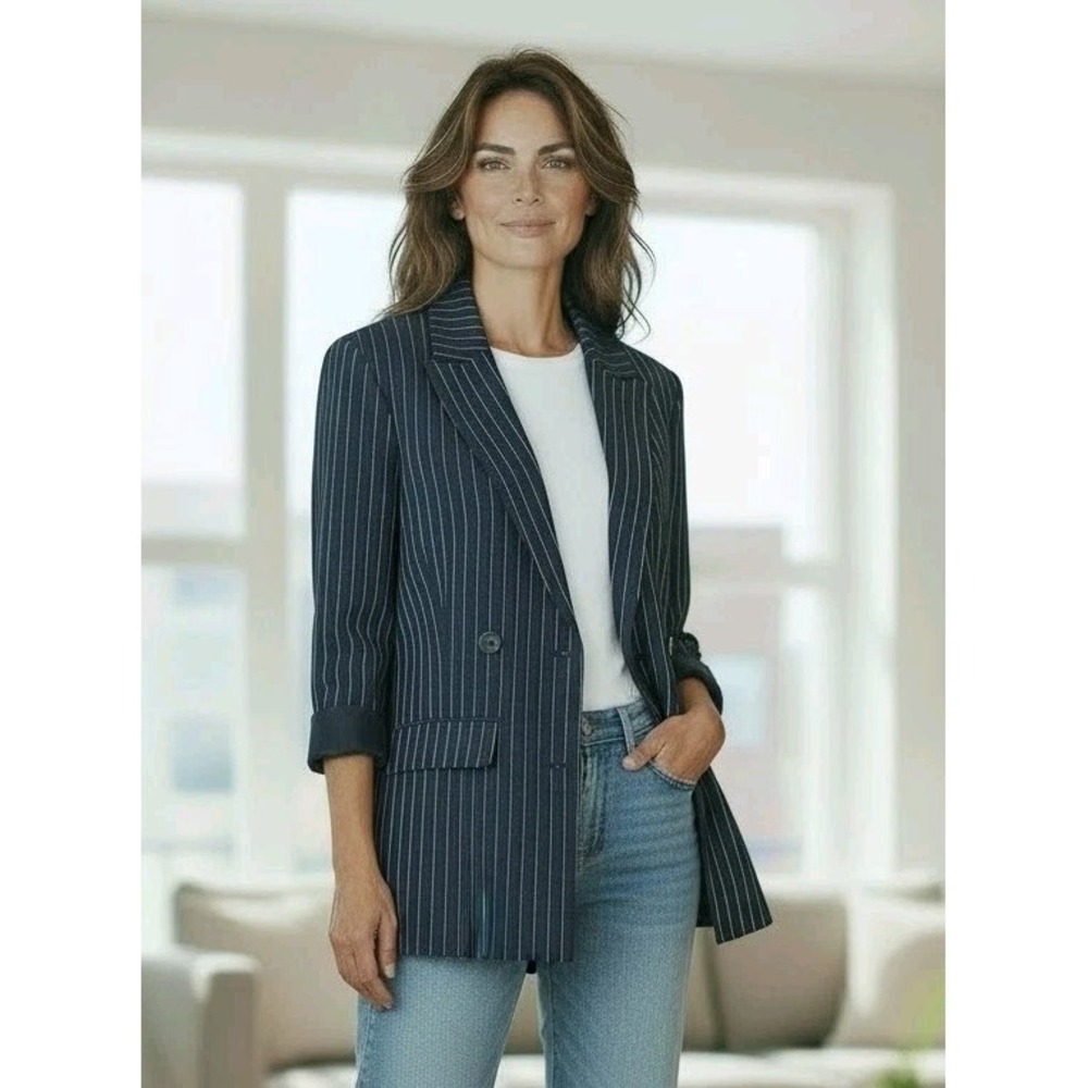 Abercrombie & Fitch Navy Pinstripe Blazer